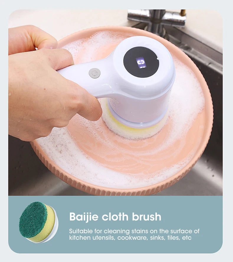 Spinova Electric Spin Scrubber, Bathroom Cordless Cleaning Brush Power Scrubber with 5 Replaceable Brush Heads, Electric Cleaning Brush