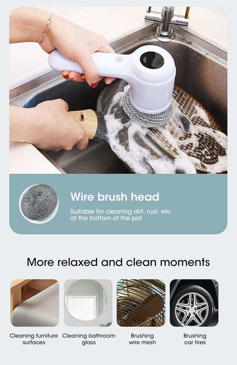 Spinova Electric Spin Scrubber, Bathroom Cordless Cleaning Brush Power Scrubber with 5 Replaceable Brush Heads, Electric Cleaning Brush