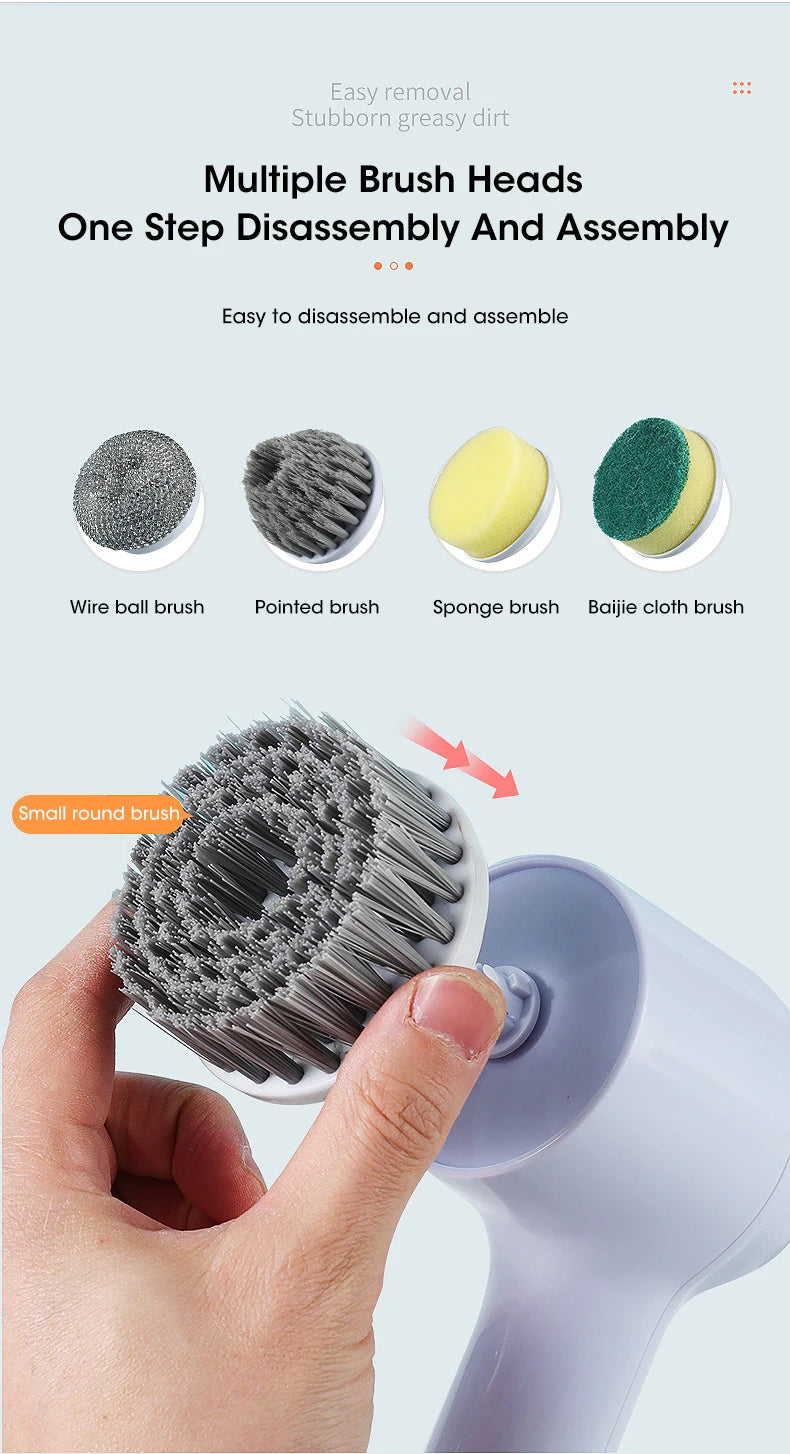 Spinova Electric Spin Scrubber, Bathroom Cordless Cleaning Brush Power Scrubber with 5 Replaceable Brush Heads, Electric Cleaning Brush