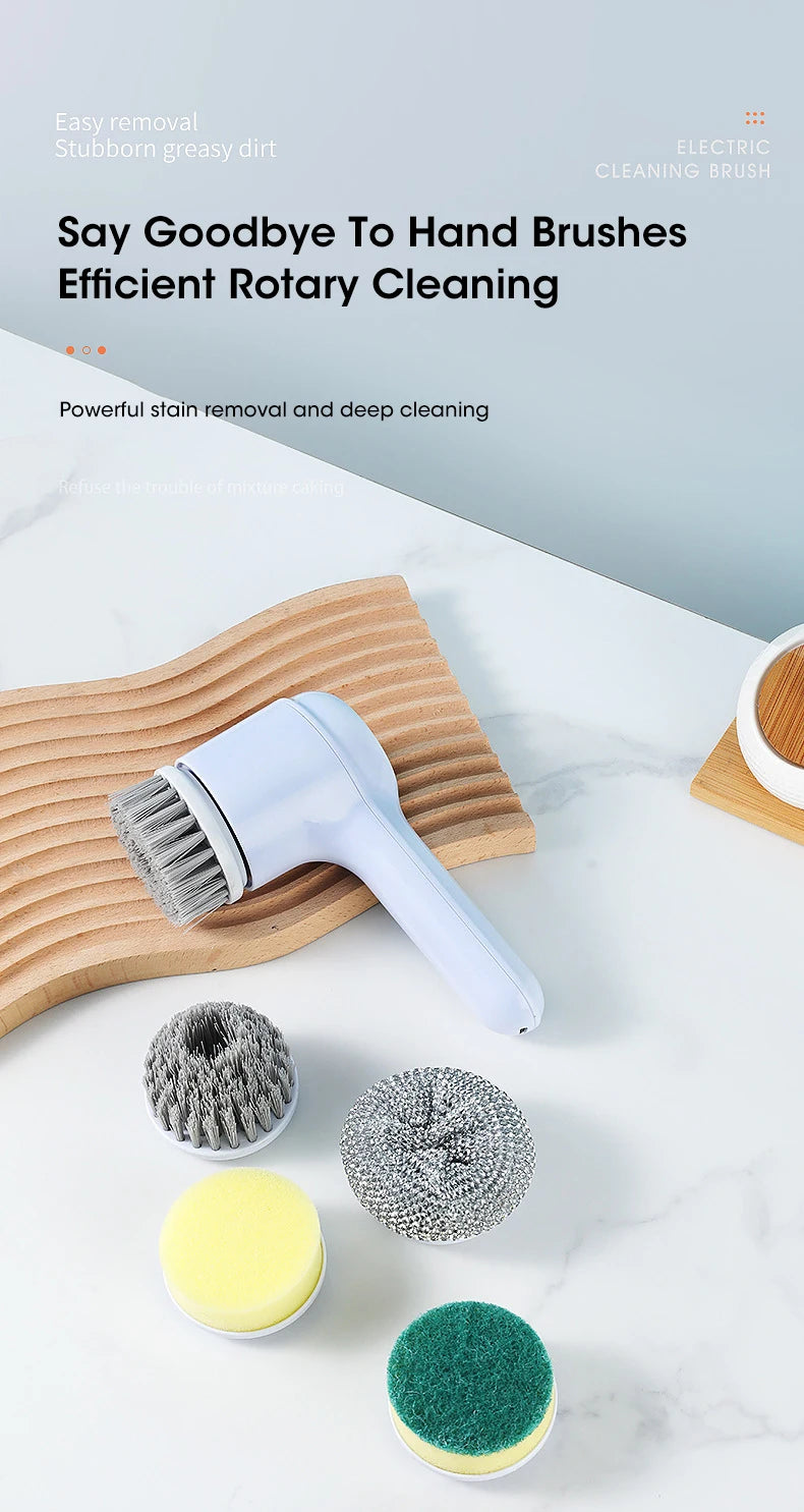 Spinova Electric Spin Scrubber, Bathroom Cordless Cleaning Brush Power Scrubber with 5 Replaceable Brush Heads, Electric Cleaning Brush