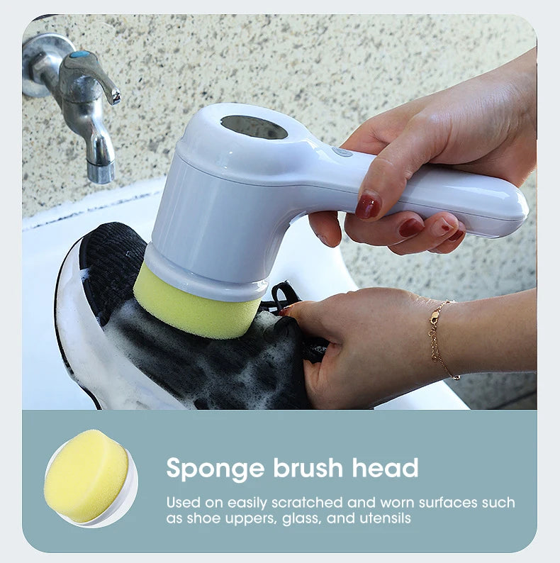 Spinova Electric Spin Scrubber, Bathroom Cordless Cleaning Brush Power Scrubber with 5 Replaceable Brush Heads, Electric Cleaning Brush