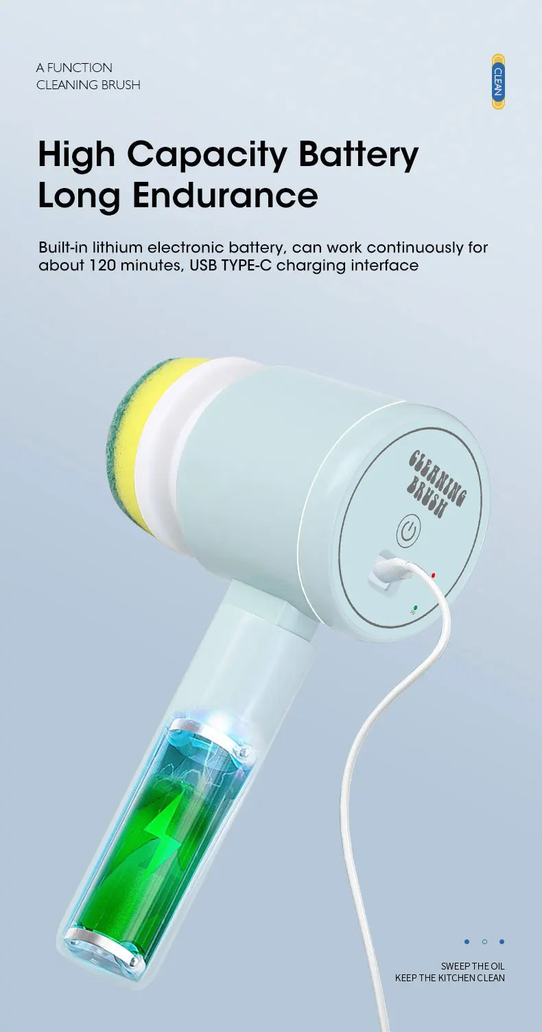 Spinova Electric Spin Scrubber, Bathroom Cordless Cleaning Brush Power Scrubber with 5 Replaceable Brush Heads, Electric Cleaning Brush