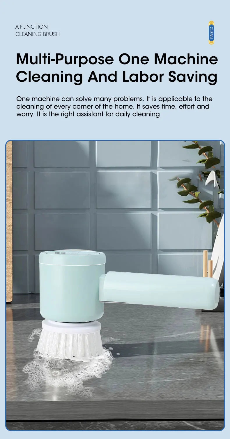 Spinova Electric Spin Scrubber, Bathroom Cordless Cleaning Brush Power Scrubber with 5 Replaceable Brush Heads, Electric Cleaning Brush