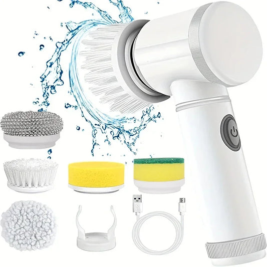 Spinova Electric Spin Scrubber, Bathroom Cordless Cleaning Brush Power Scrubber with 5 Replaceable Brush Heads, Electric Cleaning Brush