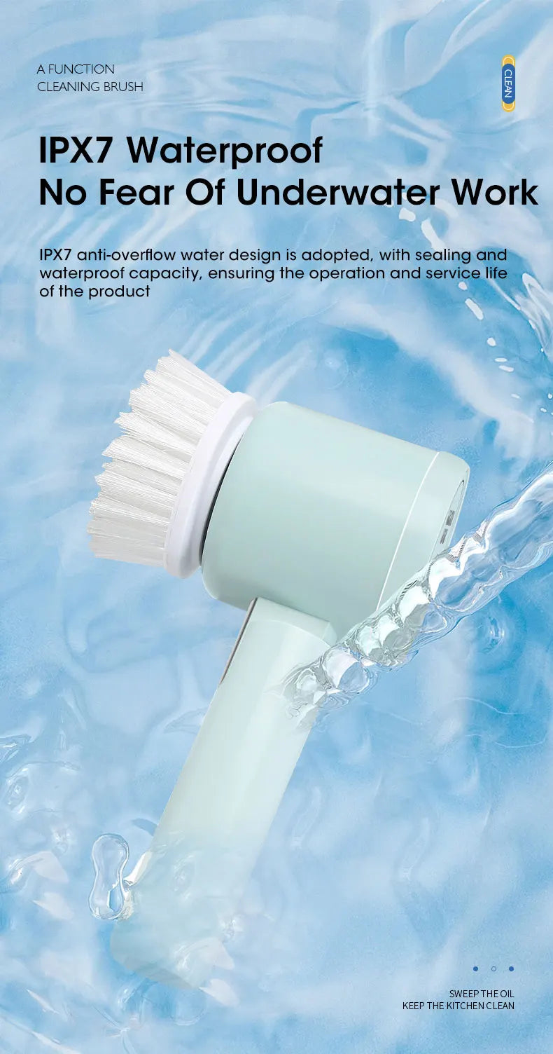 Spinova Electric Spin Scrubber, Bathroom Cordless Cleaning Brush Power Scrubber with 5 Replaceable Brush Heads, Electric Cleaning Brush