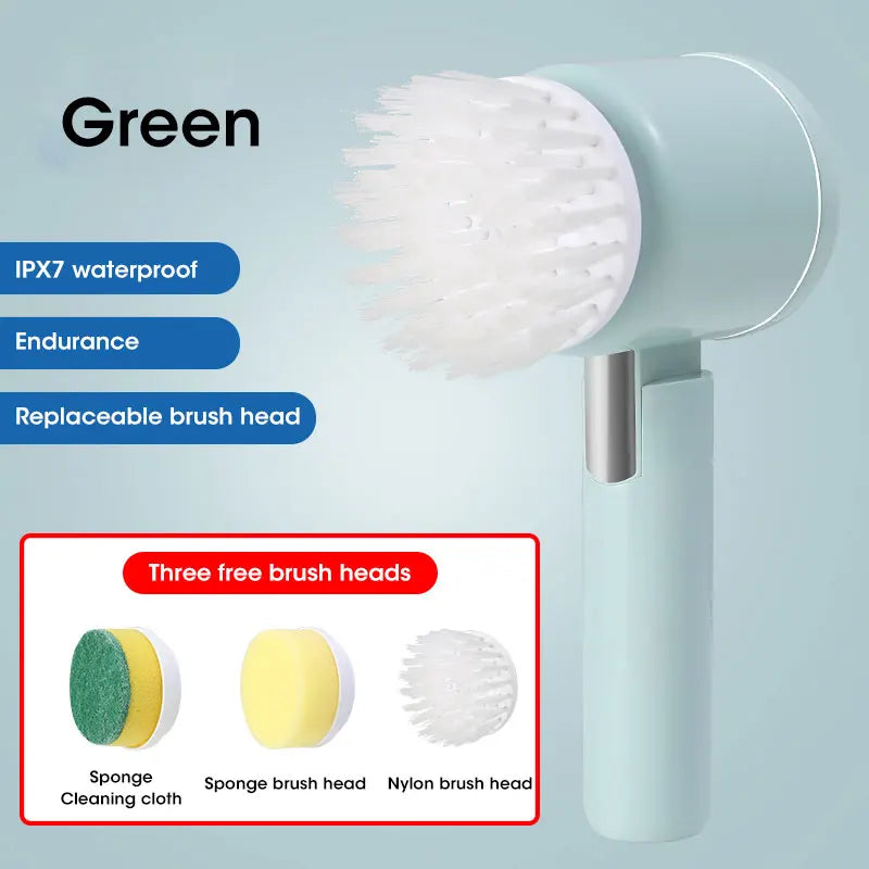 Spinova Electric Spin Scrubber, Bathroom Cordless Cleaning Brush Power Scrubber with 5 Replaceable Brush Heads, Electric Cleaning Brush