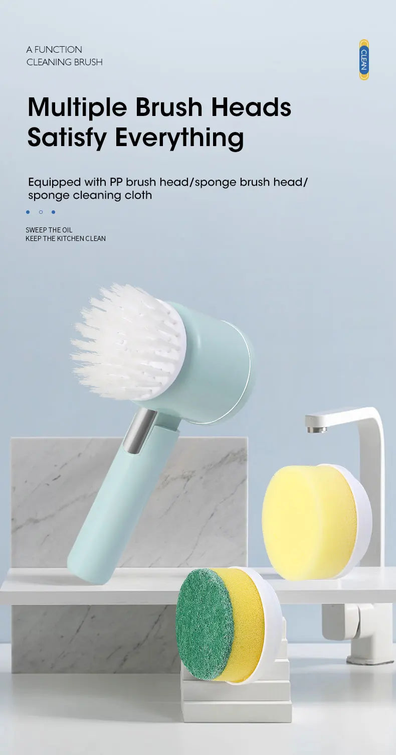 Spinova Electric Spin Scrubber, Bathroom Cordless Cleaning Brush Power Scrubber with 5 Replaceable Brush Heads, Electric Cleaning Brush